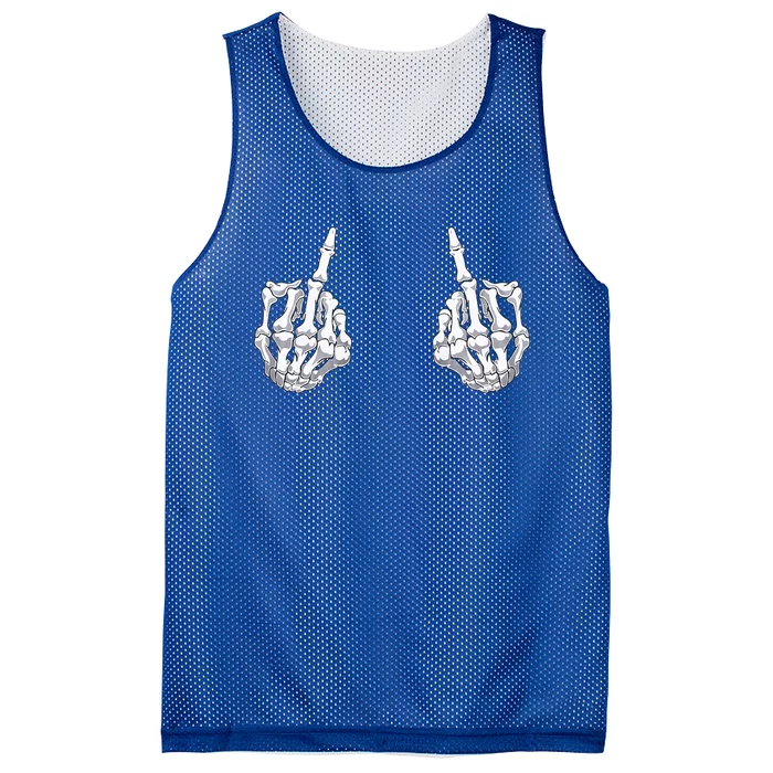 Skeleton Hand Halloween Bones Middle Finger Skull Meaningful Gift Mesh Reversible Basketball Jersey Tank