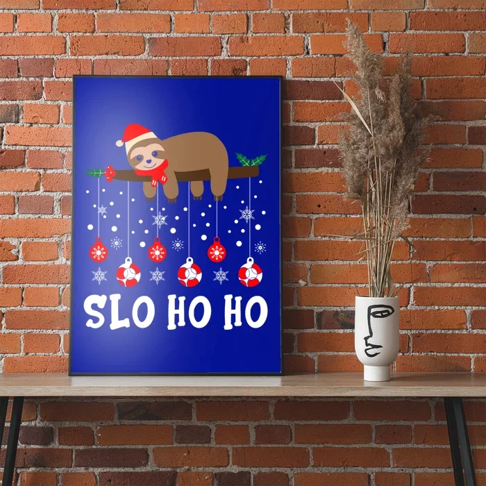 Slo Ho Ho Sloth Santa Hat Christmas Sleepy Sloth Lover Gift Poster