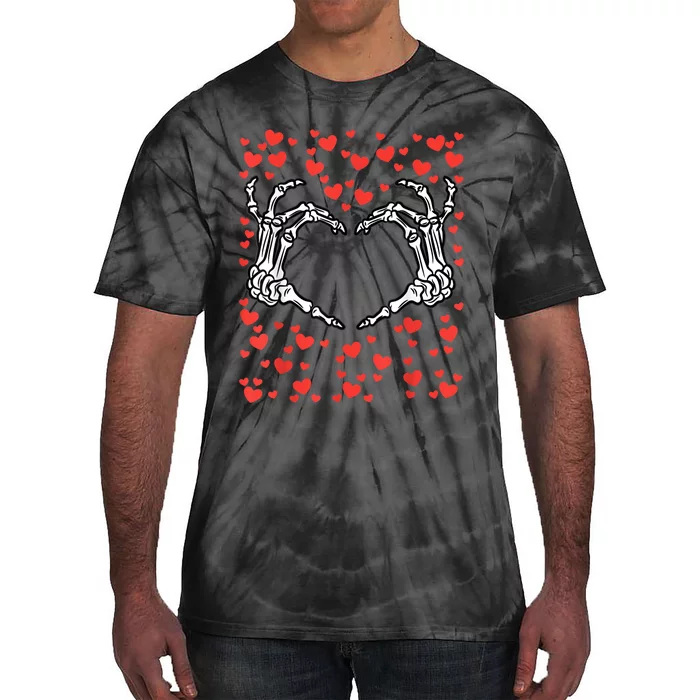 Skeleton Hand Heart Valentines Day Funny Bones Love Tie-Dye T-Shirt