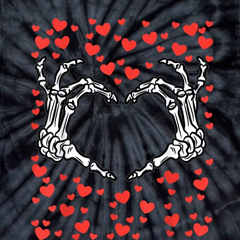 Skeleton Hand Heart Valentines Day Funny Bones Love Tie-Dye T-Shirt