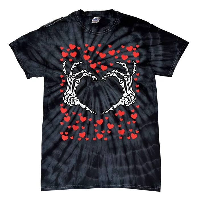 Skeleton Hand Heart Valentines Day Funny Bones Love Tie-Dye T-Shirt