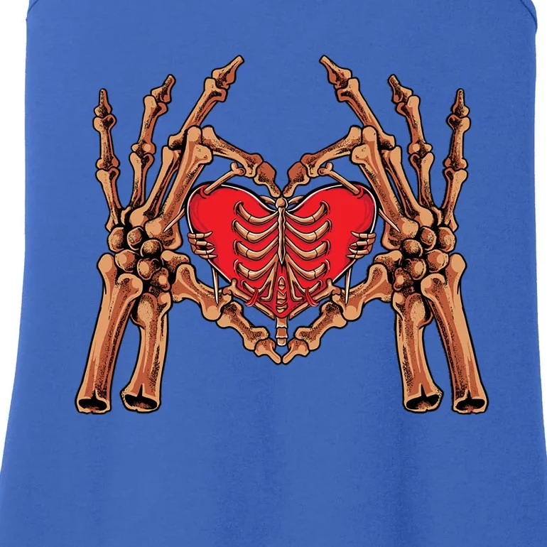 Skeleton Hand Heart Sign Bones Funny Halloween Gift Ladies Essential Tank