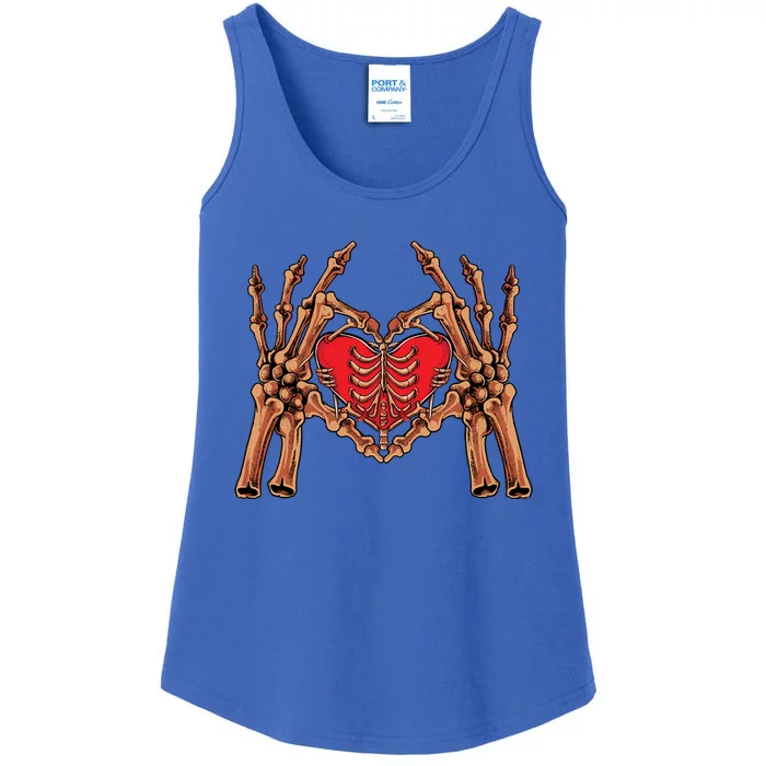 Skeleton Hand Heart Sign Bones Funny Halloween Gift Ladies Essential Tank