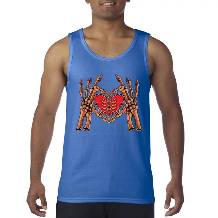 Skeleton Hand Heart Sign Bones Funny Halloween Gift Tank Top