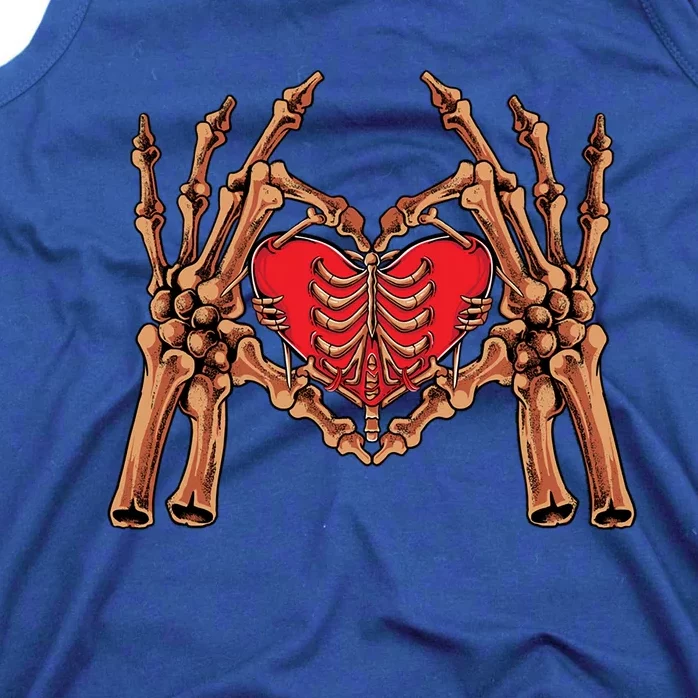 Skeleton Hand Heart Sign Bones Funny Halloween Gift Tank Top