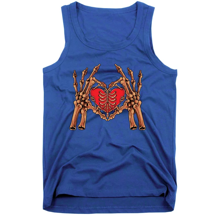 Skeleton Hand Heart Sign Bones Funny Halloween Gift Tank Top