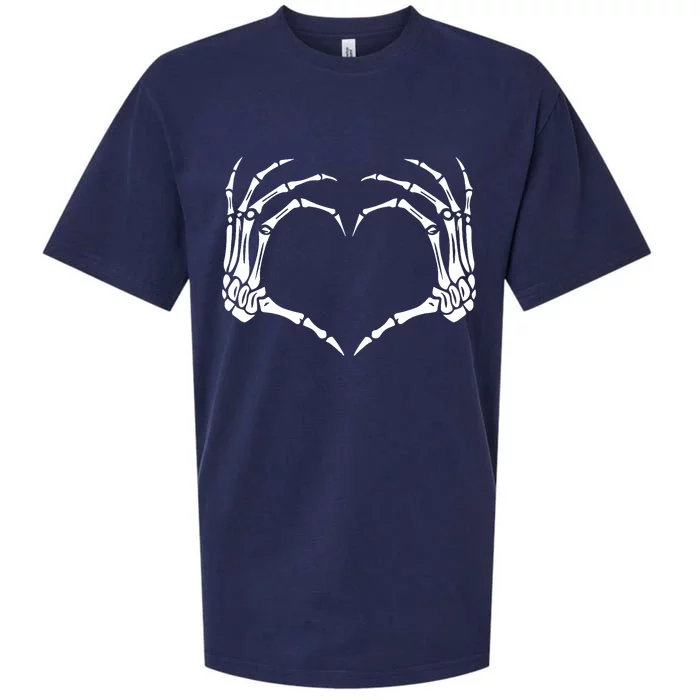 Skeleton Hands Heart Sign Retro Halloween Costume Sueded Cloud Jersey T-Shirt