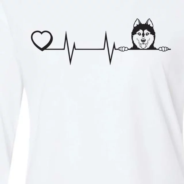 Siberian Husky Heartbeat Dog Breed Husky Heart Womens Cotton Relaxed Long Sleeve T-Shirt