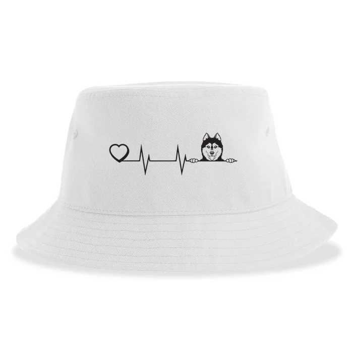 Siberian Husky Heartbeat Dog Breed Husky Heart Sustainable Bucket Hat