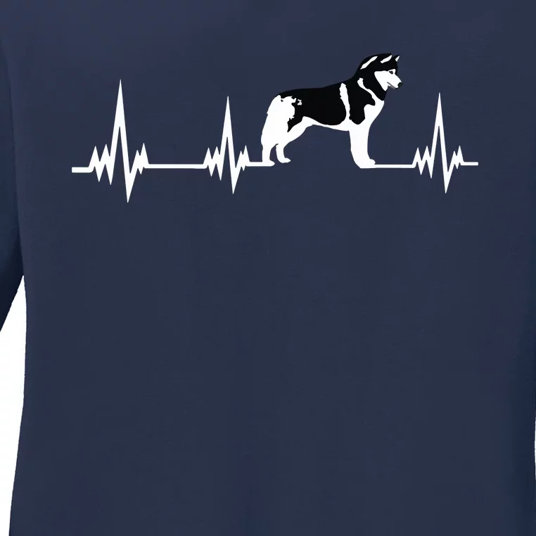 Siberian Husky Heartbeat Gift For Men Women Boy Girl Ladies Long Sleeve Shirt