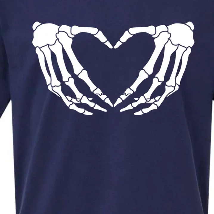 Skeleton Hands Heart Sign Halloween Costume Gift Sueded Cloud Jersey T-Shirt