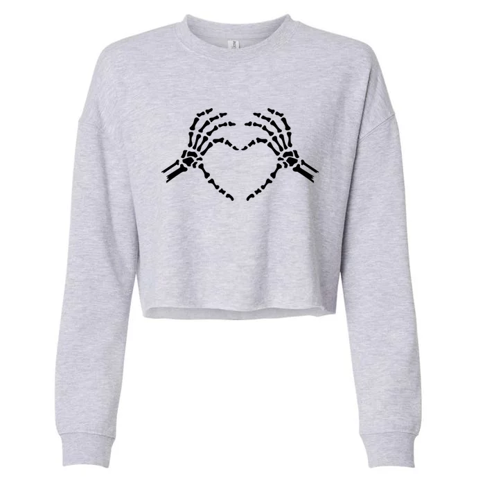 Skeleton Hands Heart Shape Cool Gift Cropped Pullover Crew