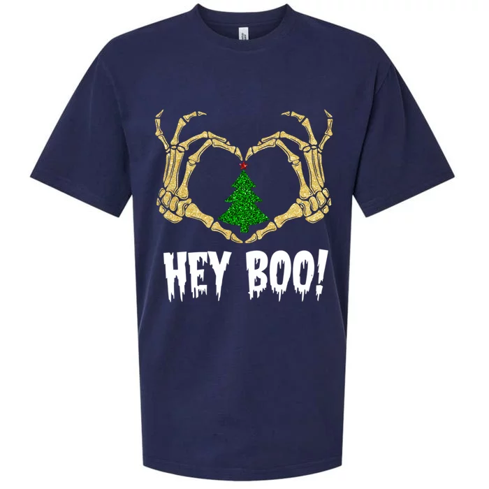 Skeleton Hands Heart Sign Hey Boo! Halloween Gift Sueded Cloud Jersey T-Shirt