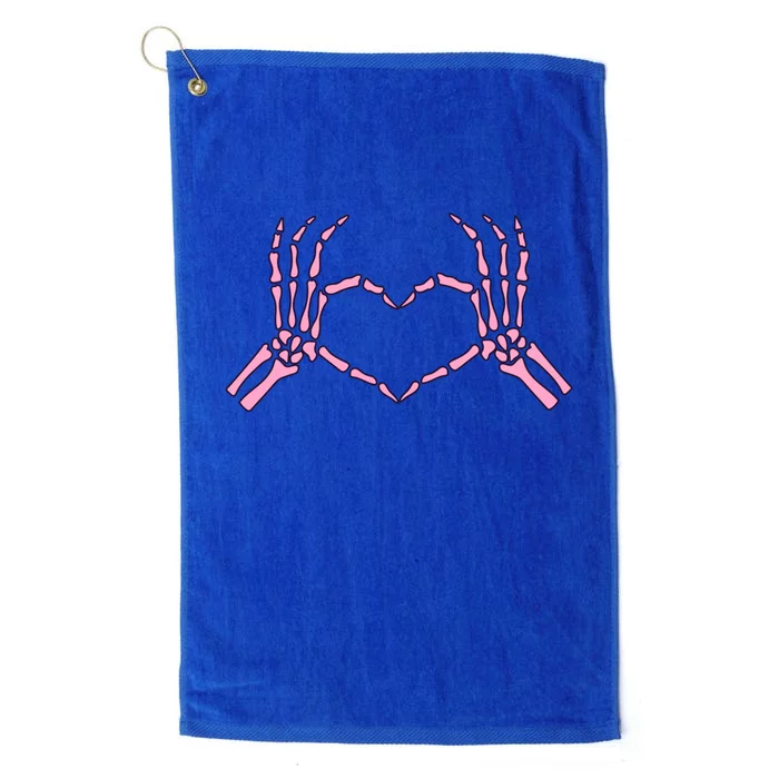 Skeleton Hands Heart Sign Retro Costume Halloween Gift Platinum Collection Golf Towel