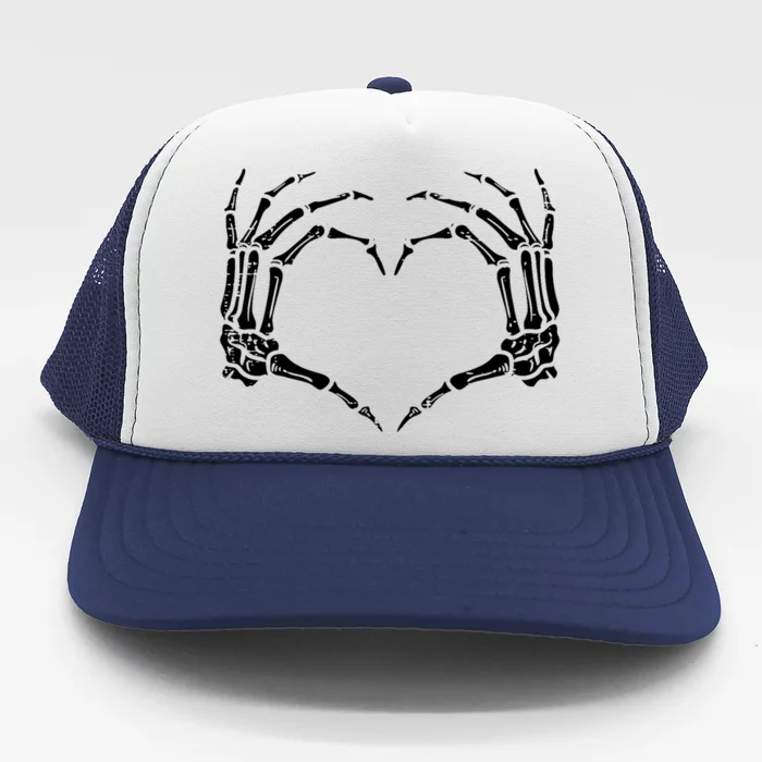 Skeleton Hands Heart Sign Retro Halloween Costume Trucker Hat