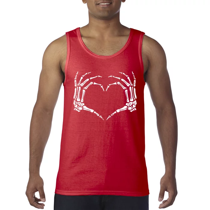 Skeleton Hands Heart Sign Retro Halloween Costume Tank Top