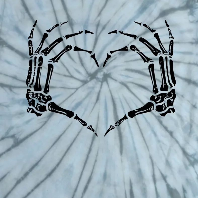 Skeleton Hands Heart Sign Retro Halloween Costume Tie-Dye T-Shirt