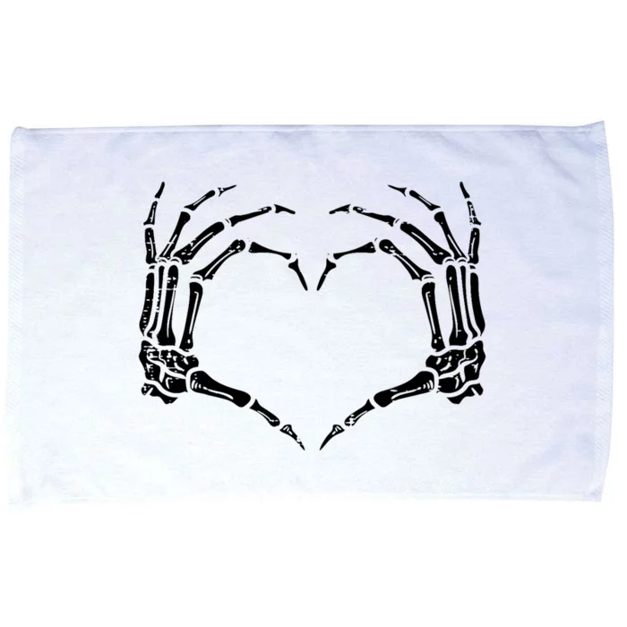 Skeleton Hands Heart Sign Retro Halloween Costume Microfiber Hand Towel