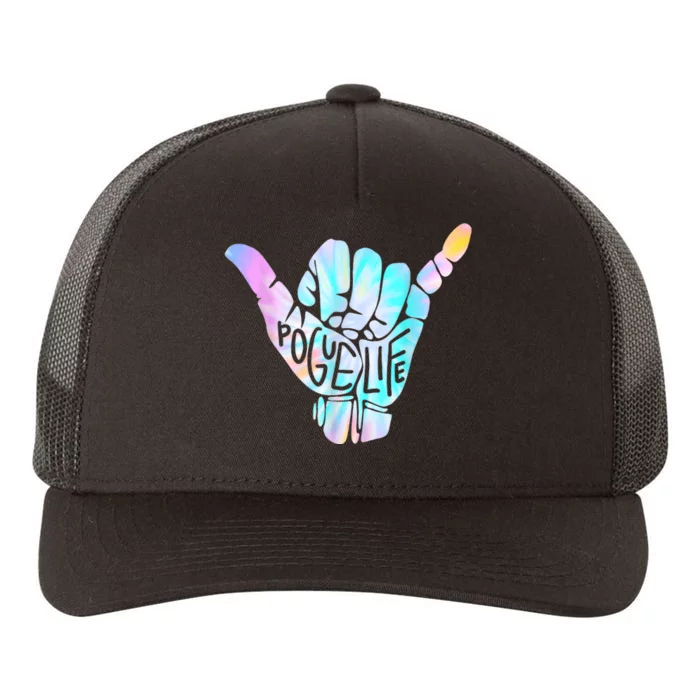 Shaka Hand Hang Loose Tie Dye Pattern Yupoong Adult 5-Panel Trucker Hat