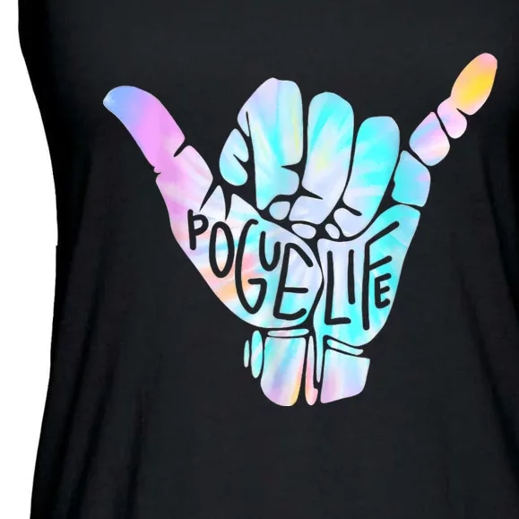 Shaka Hand Hang Loose Tie Dye Pattern Ladies Essential Flowy Tank