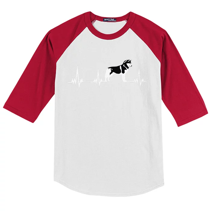 Siberian Husky Heartbeat Gift For Women Kids Colorblock Raglan Jersey