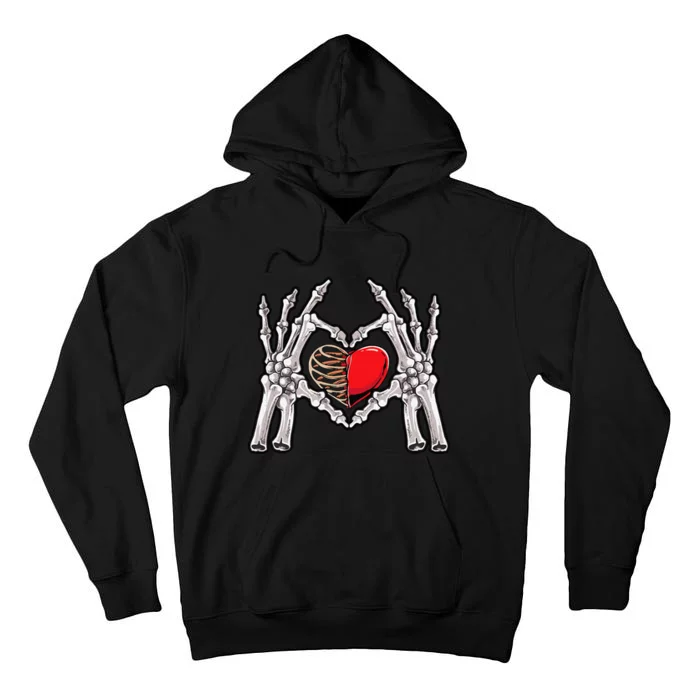 Skeleton Hand Heart Sign Bones Halloween Decoration Tall Hoodie