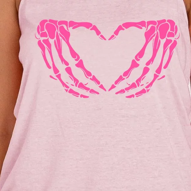 Skeleton Hands Heart Sign Retro Halloween Costume Meaningful Gift Women's Knotted Racerback Tank