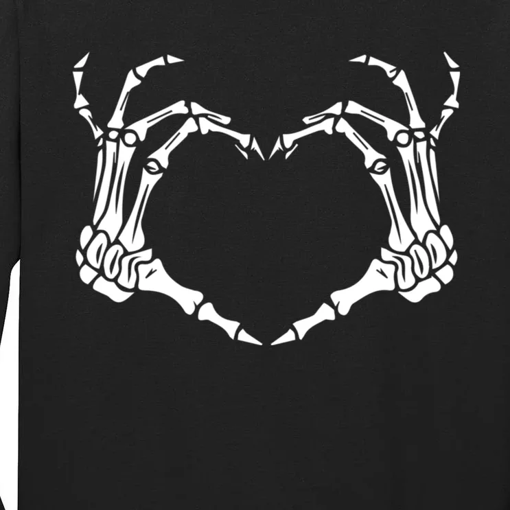 Skeleton Hand Heart Halloween Funny Bones Love Tall Long Sleeve T-Shirt