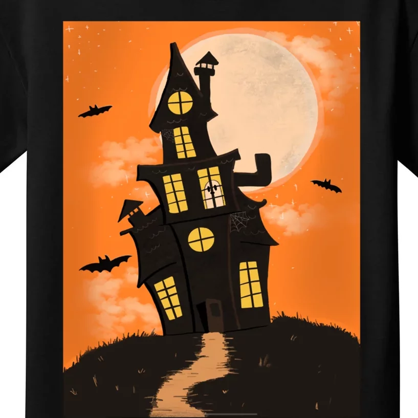 Spooky Halloween Haunted House Kids T-Shirt