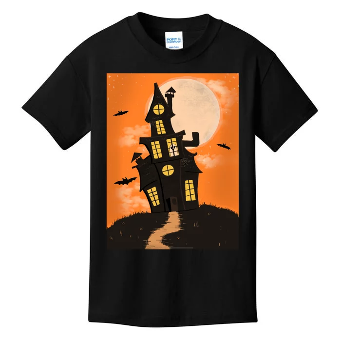 Spooky Halloween Haunted House Kids T-Shirt