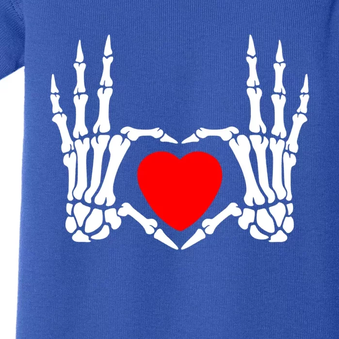 Skeleton Hand Heart Sign Bones Costume Funny Valentine Gift Baby Bodysuit