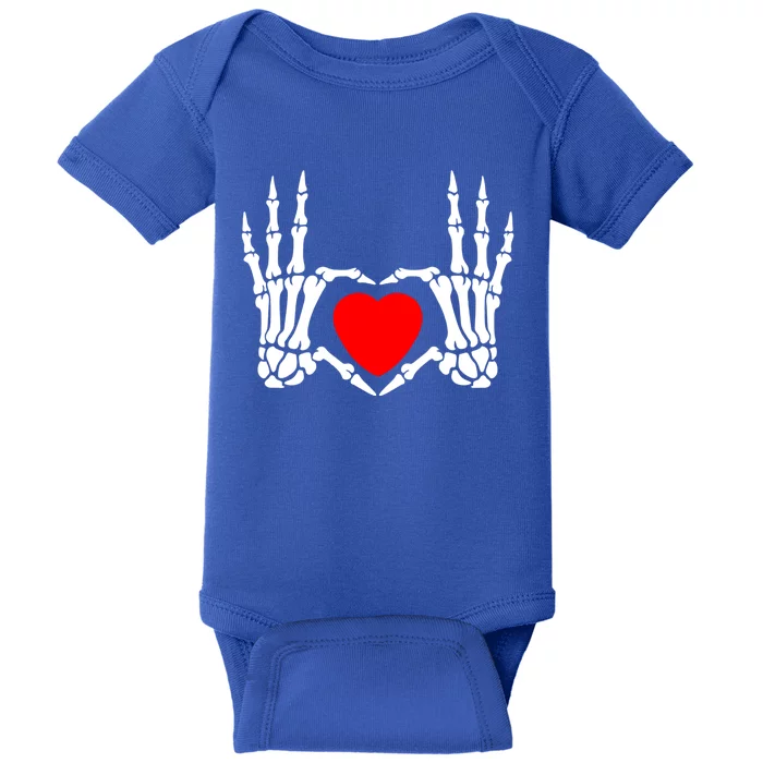 Skeleton Hand Heart Sign Bones Costume Funny Valentine Gift Baby Bodysuit