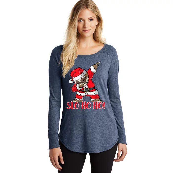 Slo Ho Ho Dabbing Santa Sloth Merry Slothmas Christmas Gift Women's Perfect Tri Tunic Long Sleeve Shirt