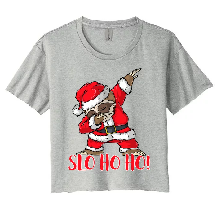 Slo Ho Ho Dabbing Santa Sloth Merry Slothmas Christmas Gift Women's Crop Top Tee