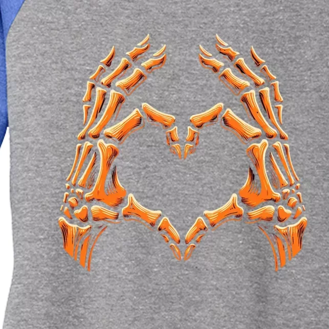 Skeleton Hands Heart Sign Retro Halloween Costume Meaningful Gift Women's Tri-Blend 3/4-Sleeve Raglan Shirt