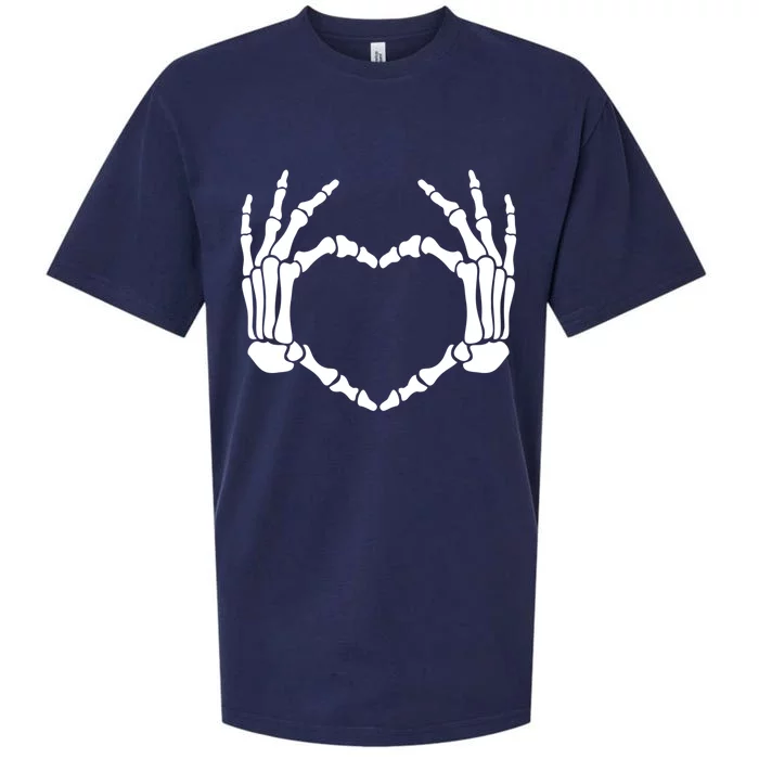 Skeleton Hands Heart Sign Retro Halloween Costume Gift Sueded Cloud Jersey T-Shirt