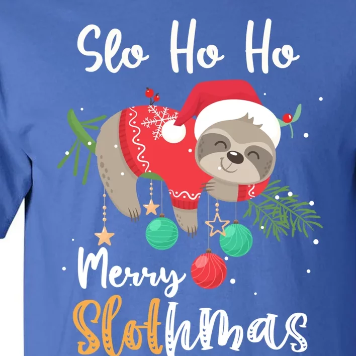 Slo Ho Ho Merry Slothmas Cute Sloth Christmas Gift Tall T-Shirt