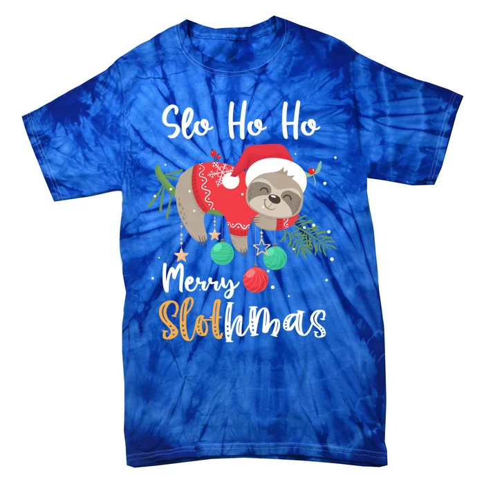 Slo Ho Ho Merry Slothmas Cute Sloth Christmas Gift Tie-Dye T-Shirt