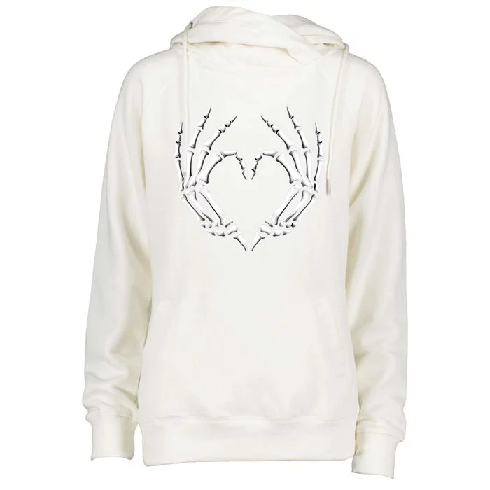 Skeleton Hands Heart Sign Retro Halloween Costume Gift Womens Funnel Neck Pullover Hood