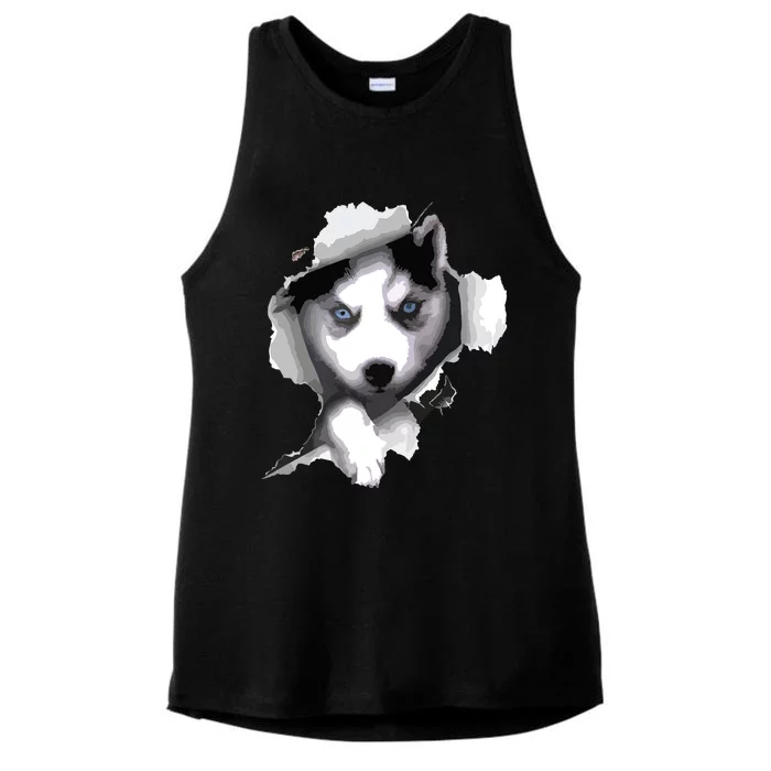 Siberian Husky Husky Dog Husky Lover Ladies Tri-Blend Wicking Tank