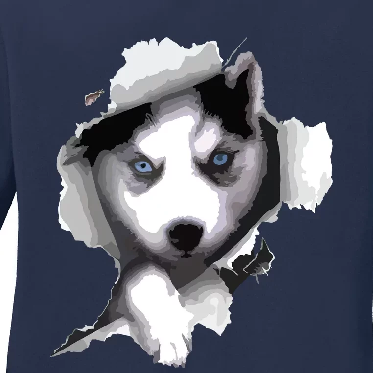 Siberian Husky Husky Dog Husky Lover Ladies Long Sleeve Shirt