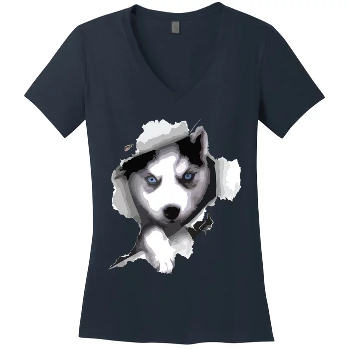 Siberian Husky Husky Dog Husky Lover Women's V-Neck T-Shirt