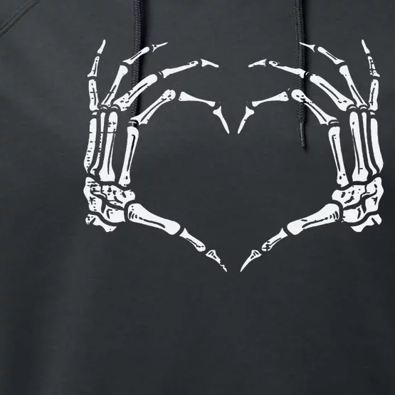 Skeleton Hands Heart Sign Retro Halloween Performance Fleece Hoodie