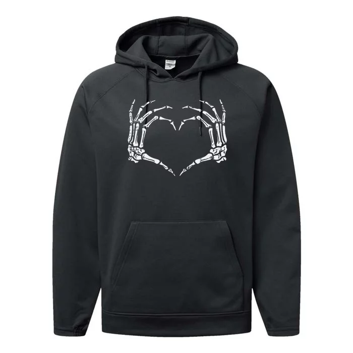 Skeleton Hands Heart Sign Retro Halloween Performance Fleece Hoodie