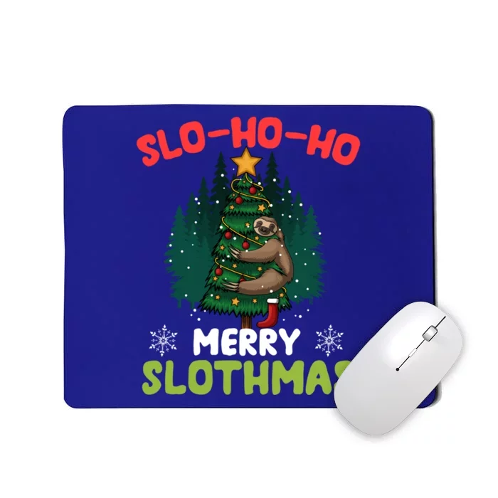 Slo Ho Ho Merry Slothmas Sloth Hugging Tree Merry Christmas Gift Mousepad