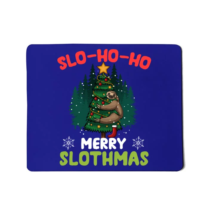 Slo Ho Ho Merry Slothmas Sloth Hugging Tree Merry Christmas Gift Mousepad