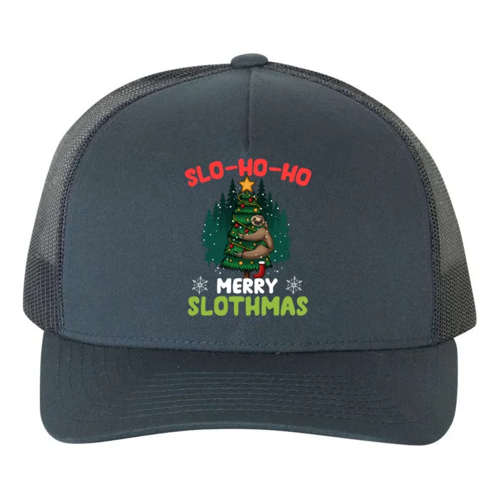 Slo Ho Ho Merry Slothmas Sloth Hugging Tree Merry Christmas Gift Yupoong Adult 5-Panel Trucker Hat