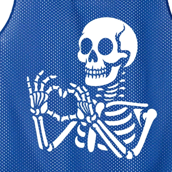 Skeleton Hands Heart Sign Retro Halloween Skeleton Hand Sign Gift Mesh Reversible Basketball Jersey Tank