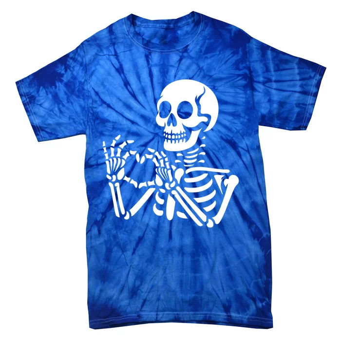 Skeleton Hands Heart Sign Retro Halloween Skeleton Hand Sign Gift Tie-Dye T-Shirt