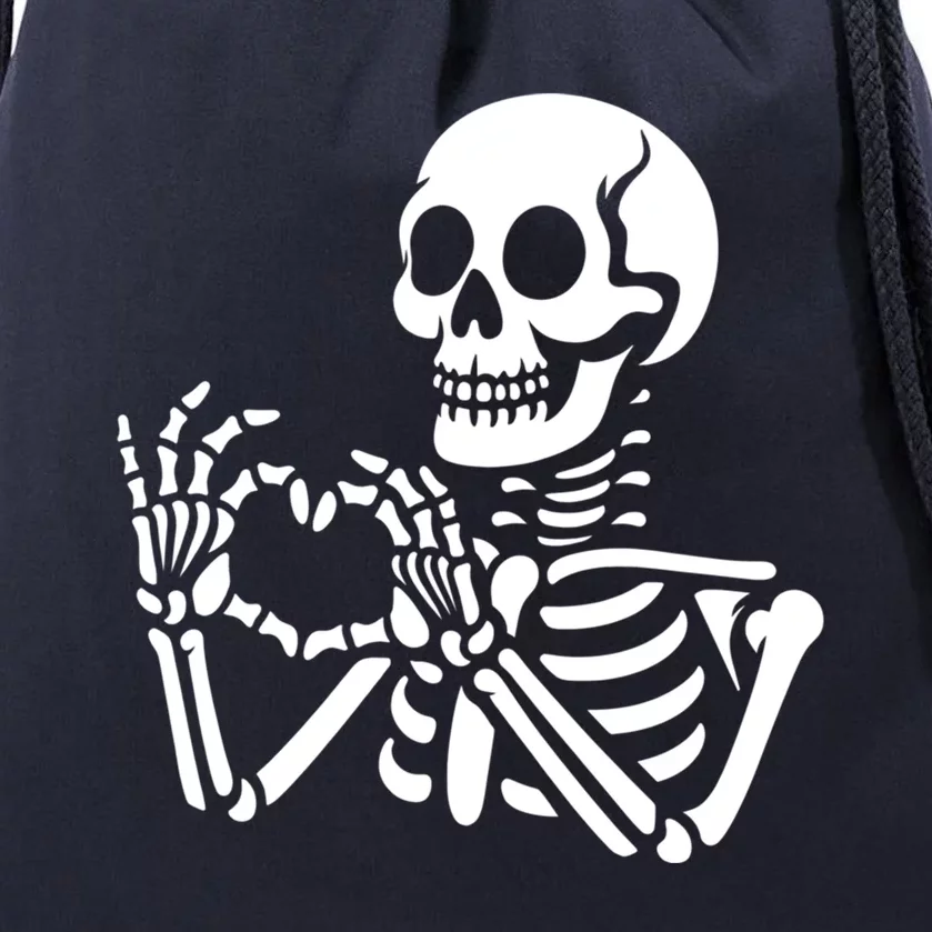 Skeleton Hands Heart Sign Retro Halloween Skeleton Hand Sign Gift Drawstring Bag